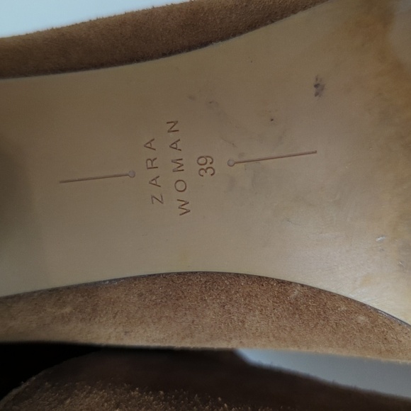 Zara Suede Chelsea Block Heel Bootie Brown Black 39/8 fall streetwear bohemian - Picture 7 of 9